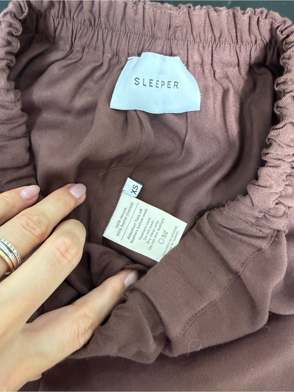 Luxury SLEEPER Brown Feather-Trim Pajama Set XS - Picture 7 of 11